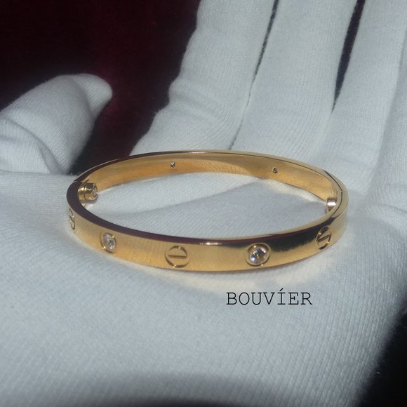 Bouvier Jewelry Jewelry - 18K Solid Gold Diamond Bangle Screw Bracelet